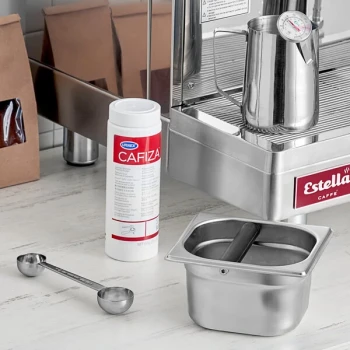 Barista Kit with 4" Knock Box and 20 oz. Urnex Cafiza Powder Container
