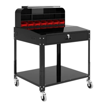 Luxor 31" x 34 1/2" Steel Adjustable-Height Mobile Shop Desk with Pigeonhole Bin Unit DTWS002