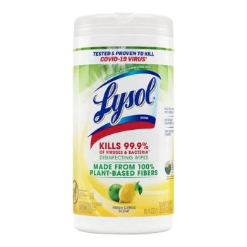 Lysol 70-Count Fresh Citrus Scent Disinfecting Wipes - 6/Case
