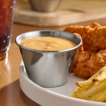 Choice 4 oz. Smooth Stainless Steel Round Sauce Cup - 12/Pack