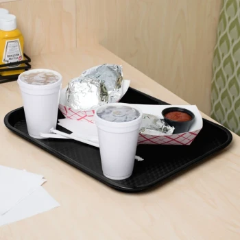 GET FT-18-BK Black 17 1/2" x 14" Customizable Polypropylene Fast Food Tray - 12/Case
