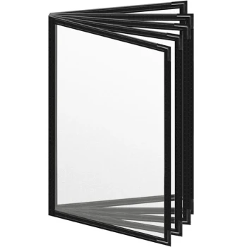 H. Risch, Inc. TE-10V Deluxe Sewn 5 1/2" x 8 1/2" Black 10 View Vinyl Menu Cover with Black Smooth Corners and Matte Finish