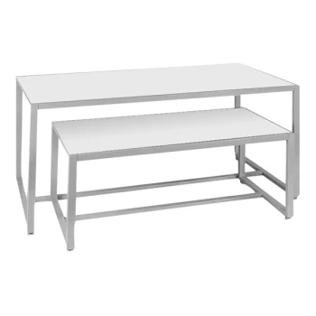 2-Piece Nesting Display Table Set with White Melamine Top