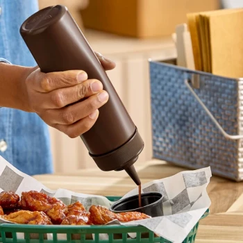Choice 12 oz. Brown Wide Mouth Squeeze Bottle - 6/Pack
