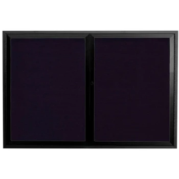 Aarco ADC4872BK 48" x 72" Enclosed Hinged Locking 2 Door Powder Coated Black Aluminum Indoor Message Center with Black Letter Board