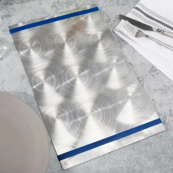 Menu Solutions ALSIN814-RB Alumitique 8 1/2" x 14" Customizable Swirl Aluminum Menu Board with Navy Bands