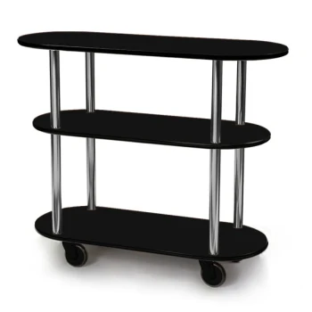 Geneva 36200-05 Oval 3 Shelf Laminate Table Side Service Cart with Black Finish - 16" x 42 3/8" x 35 1/4"