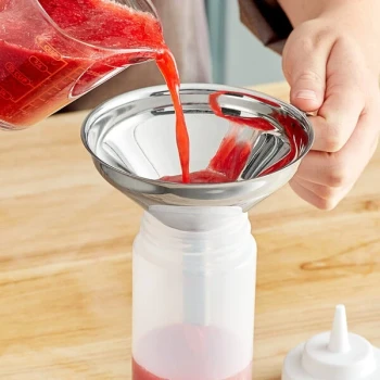 Choice 5" Stainless Steel Wide Mouth Funnel with Detachable Strainer and Handle