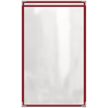 H. Risch, Inc. TES Deluxe Sewn 8 1/2" x 14" Red 2 View Vinyl Menu Cover with Silver Smooth Corners and Gloss Finish