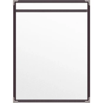 H. Risch, Inc. TES Deluxe Sewn 8 1/2" x 11" Brown 2 View Vinyl Menu Cover with Silver Decorative Corners and Matte Finish