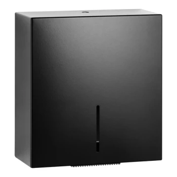 Bobrick Fino B-9890.MBLK Surface-Mounted Stainless Steel Single Jumbo Roll Toilet Tissue Holder with Matte Black Finish