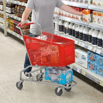 Regency Red Plastic Grocery Cart - 3.5 Cu. Ft.