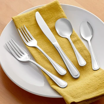 Acopa Edgewood 18/0 Stainless Steel Heavy Weight Flatware Set with Service for 12 - 60/Pack