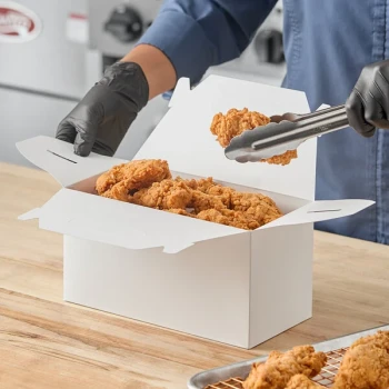 Choice 9 1/2" x 5" x 5" White Barn Take-Out Lunch / Chicken Box with Handle - 125/Case