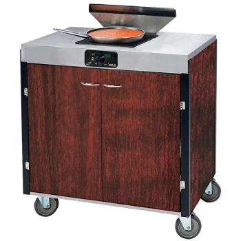 Lakeside 2065RM Creation Express™ Mobile Cooking Cart with 1 Induction Burner, 1 Filtration Unit, and Red Maple Laminate Finish - 22" x 34" x 40 1/2"