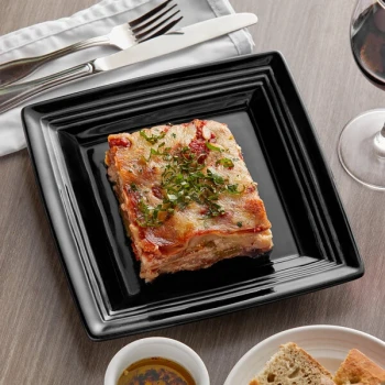 Tuxton CBH-0845 Concentrix 8 1/2" Black Square China Plate - 12/Case