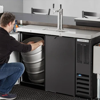 Beverage-Air DD48HC-1-B-ALT-138-WINE Four Tap Kegerator Wine Dispenser with Left Side Compressor - Black, (2) 1/2 Keg Capacity