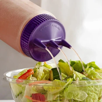 Vollrath 3316-1354 Traex® Color-Mate™ 16 oz. Clear Tri Tip™ Wide Mouth Squeeze Bottle with Purple Cap