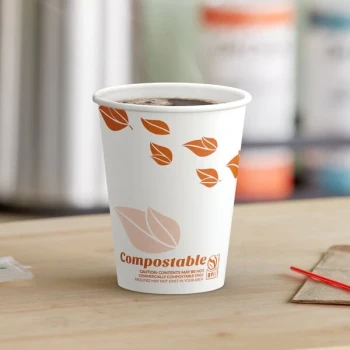 EcoChoice 12 oz. Leaf Print Compostable Paper Hot Cup - 1,000/Case