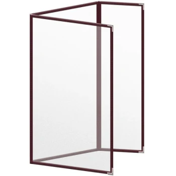 H. Risch, Inc. TEDQ Deluxe Sewn 8 1/2" x 14" Maroon 6 View Menu Cover with Silver Smooth Corners and Matte Finish