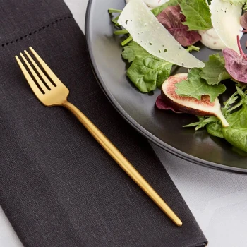 Acopa Odin Gold 7 5/16" 18/8 Brushed Stainless Steel Extra Heavy Weight Forged Salad / Dessert Fork - 12/Case