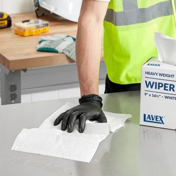 Lavex 9" x 16 1/2" White Heavy Weight Industrial Wiper with Pop-Up Box - 50/Box