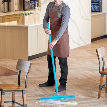 Vikan 23 5/8" Blue Ultra-Hygienic Single Blade Rubber Floor Squeegee with 51 3/16" Ultra-Hygienic Handle