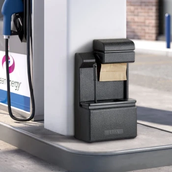 Lavex Black Windshield Wash Station Attachment with Towel Dispenser and Squeegee