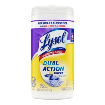 Lysol 75-Count Citrus Scent Dual Action Disinfecting Wipes - 6/Case