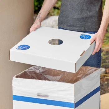 Lavex White Corrugated Cardboard Can and Bottle Recycling Container Lid - 10/Bundle