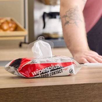 WipesPlus 7" x 9" 80 Count No-Rinse Food Contact Surface Sanitizing Wipes