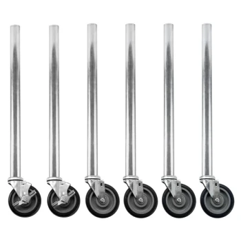 Regency 34" Galvanized Steel Legs with Casters for Work Tables with Galvanized Legs   - 6/Set