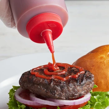 TableCraft 100TK TipTop Solid Red Standard Cone Tip Cap for Squeeze Bottles with a 38 mm Opening