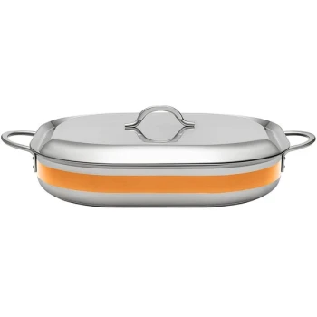 Bon Chef Country French X 5 Qt. Orange Stainless Steel Roasting Pan - 71023-CF2-O