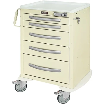 Harloff A-Series 30" x 22" x 40 1/2" 5-Drawer Aluminum Medical Treatment Cart with E-Lock MPA2427E05