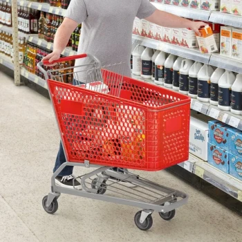 Regency Red Plastic Grocery Cart - 5.8 Cu. Ft.