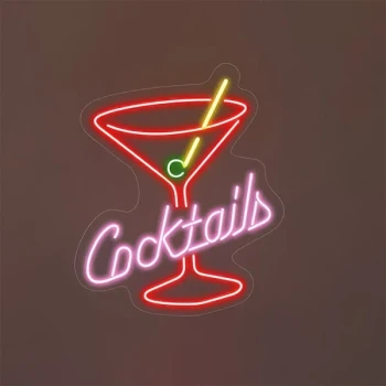 Crazy Neon 22" x 18" Red / Pink LED "Cocktails" Sign CNUS001336