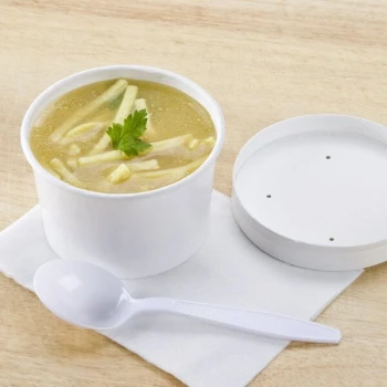 Huhtamaki 71842 White 8 oz. Double Poly-Paper Food Cup with Vented Paper Lid - 250/Case