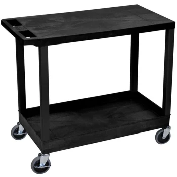 Luxor EC21-B Black 1 Tub and 1 Flat Shelf Utility Cart - 32" x 18"