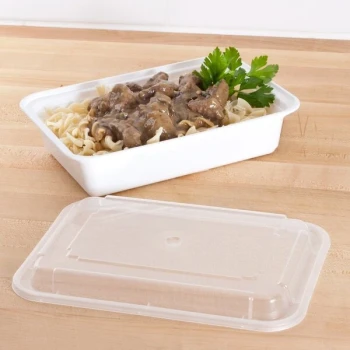 Pactiv Newspring NC888 38 oz. White VERSAtainer Rectangular Microwavable Container with Lid - 150/Case