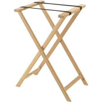 Aarco TS-1 Natural Folding Wood Tray Stand - 31"