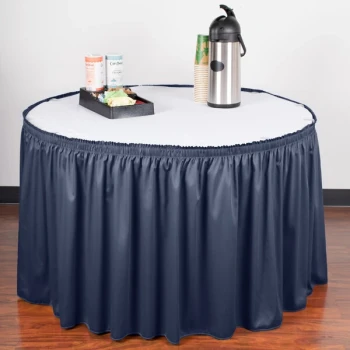 Snap Drape 5412CE29S3-0111 Wyndham 13' x 29" Navy Shirred Pleat Table Skirt with Velcro® Clips