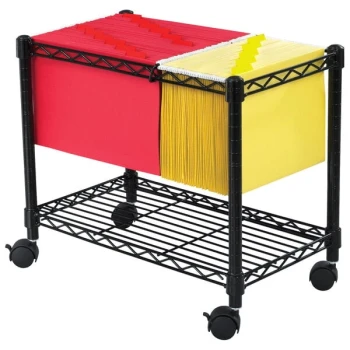 Safco 5201BL 24" x 14" x 20 1/2" Black One-Shelf Wire File Cart