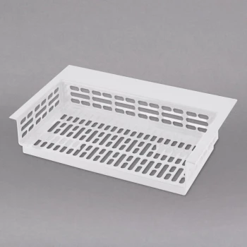 TableCraft CW1084W Simple Solutions 21 1/4" x 13 5/8" x 5" White Cast Aluminum Perforated Single Cold Well Drop-In Template