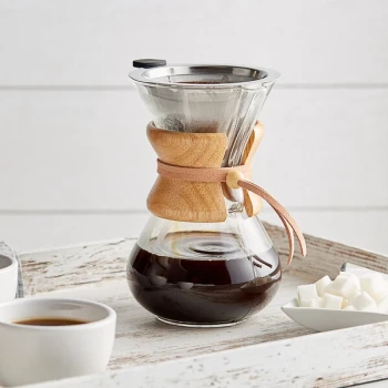 Acopa 3-Cup Glass Pour Over Drip Pot with Wood Collar