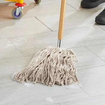 Advantage Supplies 16 oz. #24 Natural Cotton Cut-End Wet Mop Head with Screw-On Band - 12/Case