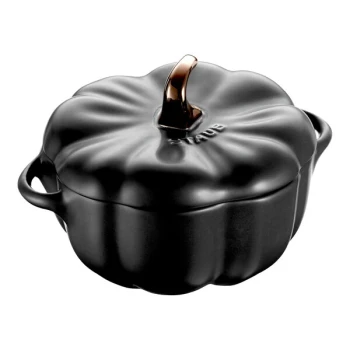 Staub 16 oz. Black Ceramic Pumpkin Mini Dutch Oven