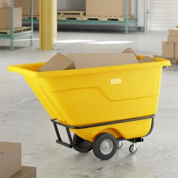 Lavex 0.5 Cubic Yard Yellow Heavy-Duty Tilt Truck / Trash Cart (850 lb. Capacity)