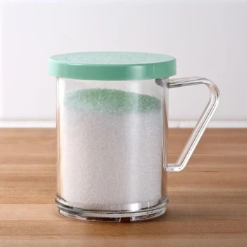 TableCraft 166B 10 oz. Polycarbonate Shaker with Green Lid for Fine Ground Product
