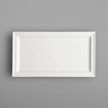 RAK Porcelain Classic Gourmet 14 15/16" x 8 1/4" Ivory Porcelain Rectangular Platter - 6/Case